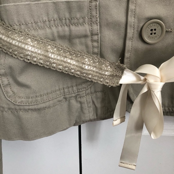 Aritzia Talula Khaki Blazer with Lace Ribbon Belt - Picture 2 of 6